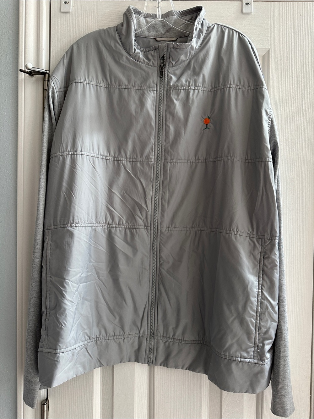 Cutter & Buck Light Gray Performance Jacket Orange Logo Golf Dry Tec Mens XXL